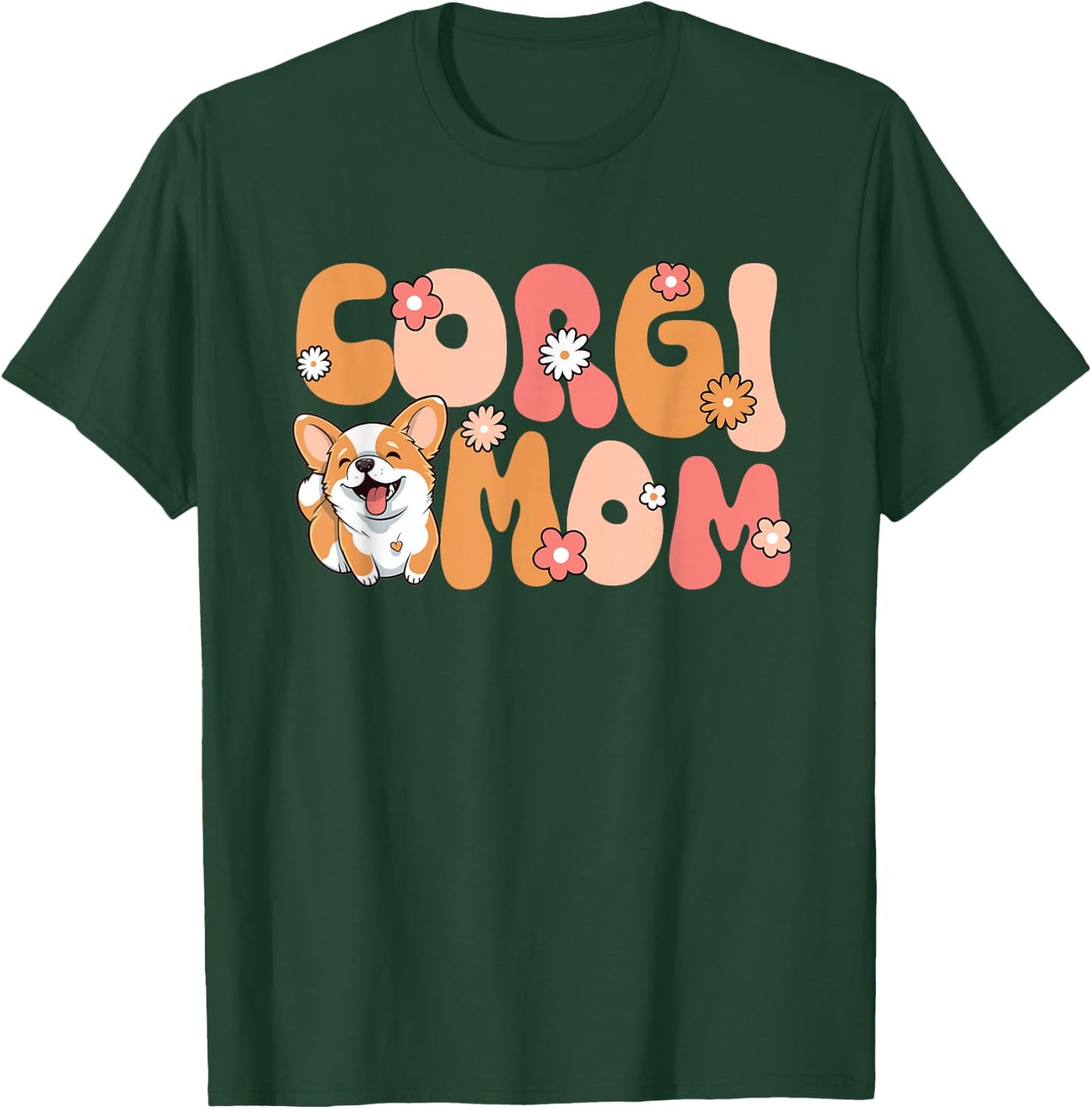 Welsh Corgi Pembroke Groovy World's Best Corgi Mom T-Shirt - T-Shirt | Forest
