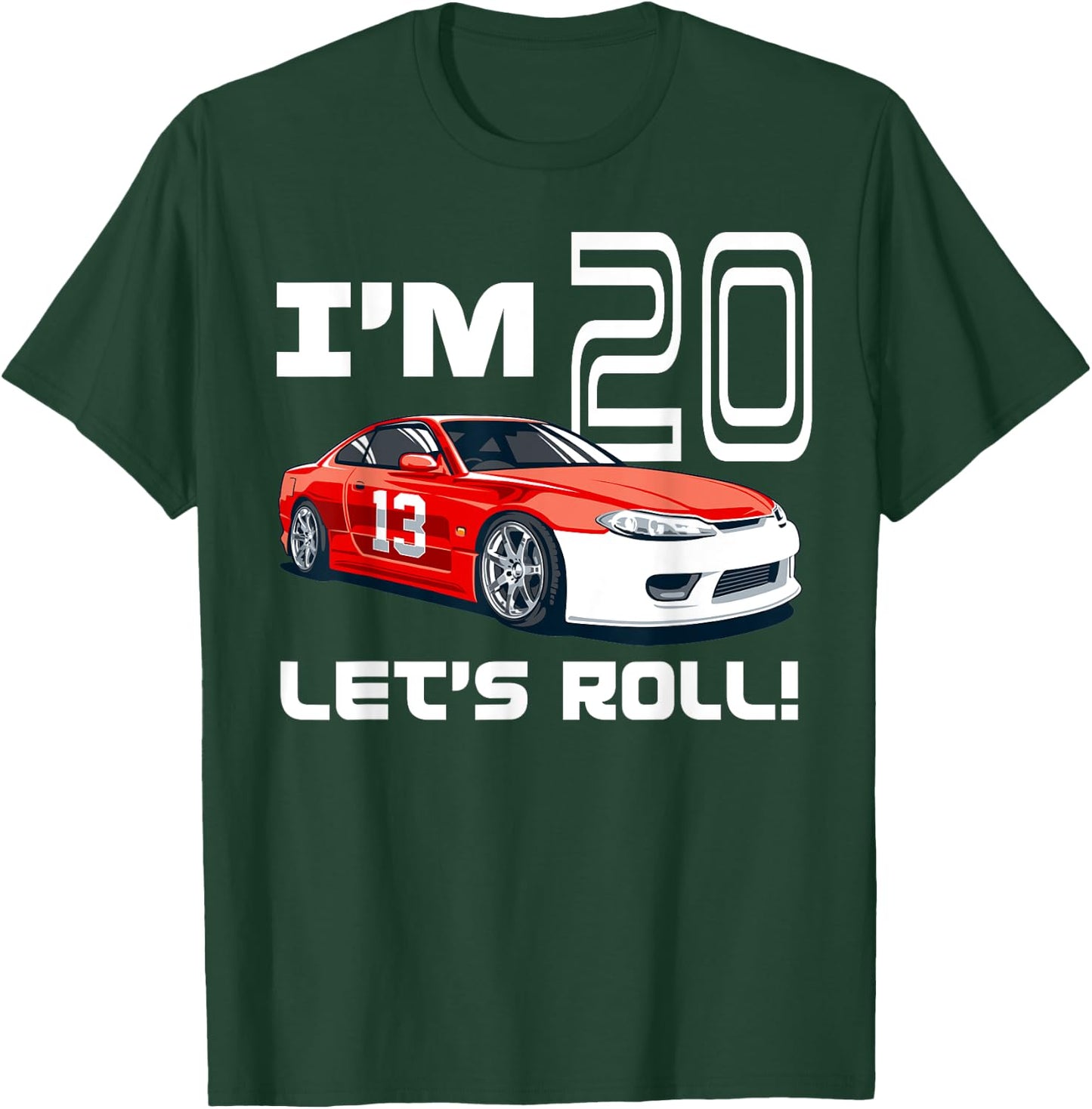 Race Car 20th Birthday Boy Racecar Racing 20 Year Old & T-Shirt - T-Shirt | Forest