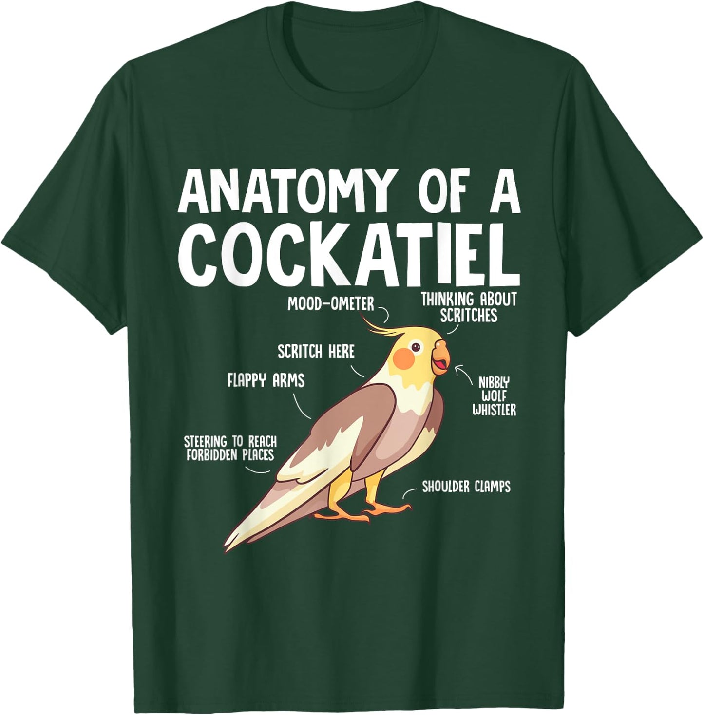 Cockatiel Parrot Bird Anatomy Of A Cockatiel T-Shirt - T-Shirt | Forest