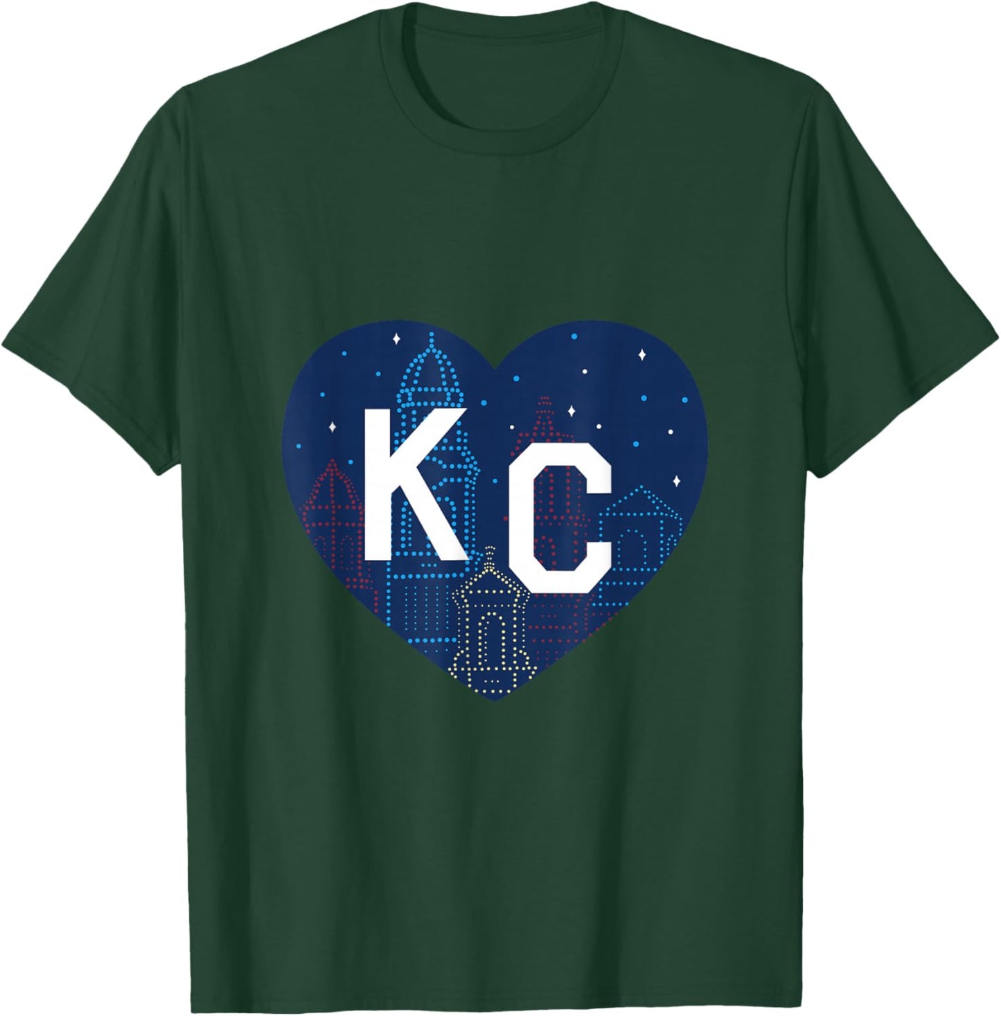 Kansas City KC Plaza Lights Heart T-Shirt - T-Shirt | Forest