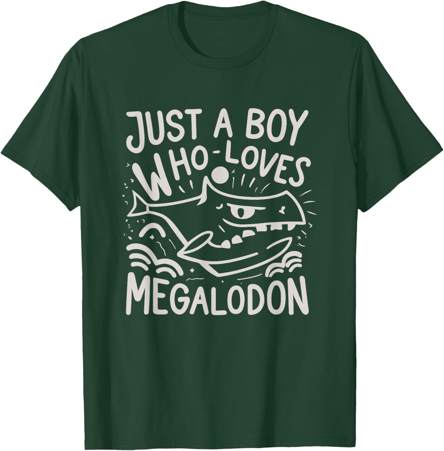 Just A Boy Who Loves Megalodon Shark Lover Graphic T-Shirt - T-Shirt | Forest