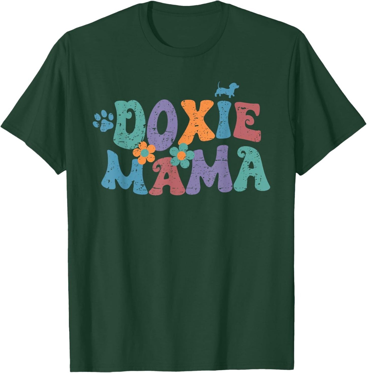 Groovy Doxie Mama Colorful Dog Gift Dachshund Lover Dogs Mom T-Shirt - T-Shirt | Forest