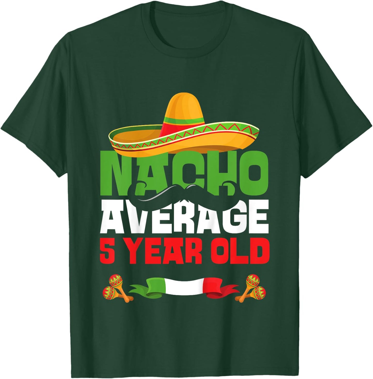 Kids 5 Year Old Mexican Fiesta 5th Birthday Party Cinco De Mayo T-Shirt - T-Shirt | Forest