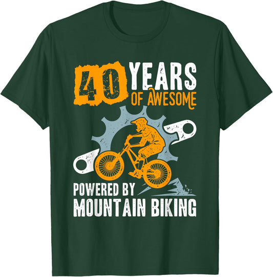 40th Birthday 40 Years of Awesome Mountain Biking MTB 1983 T-Shirt - T-Shirt | Forest
