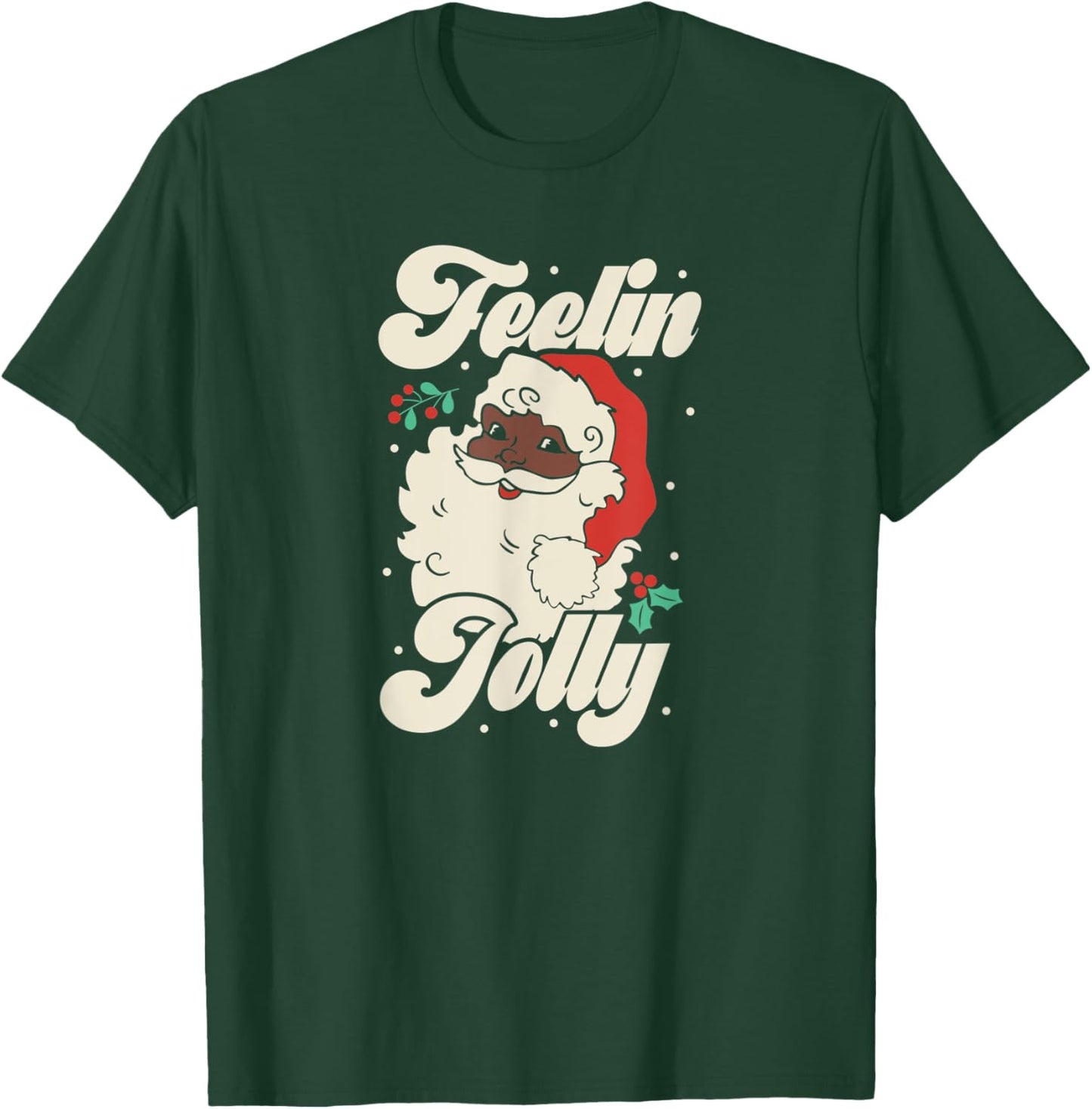 Christmas shirt Feeling Jolly Retro vintage Santa Black T-Shirt - T-Shirt | Forest