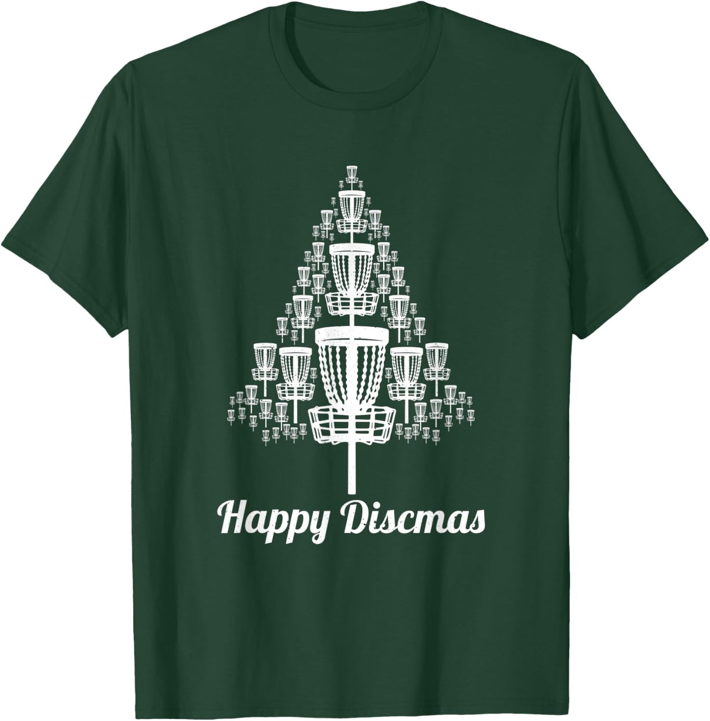 Happy Discmas Christmas Tree Basket Disc Golf Disc Golfing T-Shirt - T-Shirt | Forest