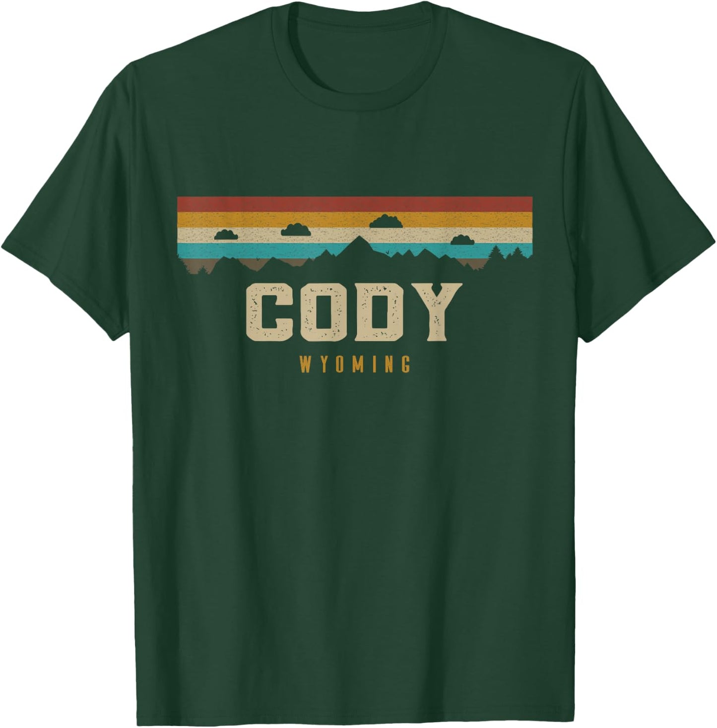 Cody Wyoming Vintage Mountains Hiking Camping Retro T-Shirt - T-Shirt | Forest