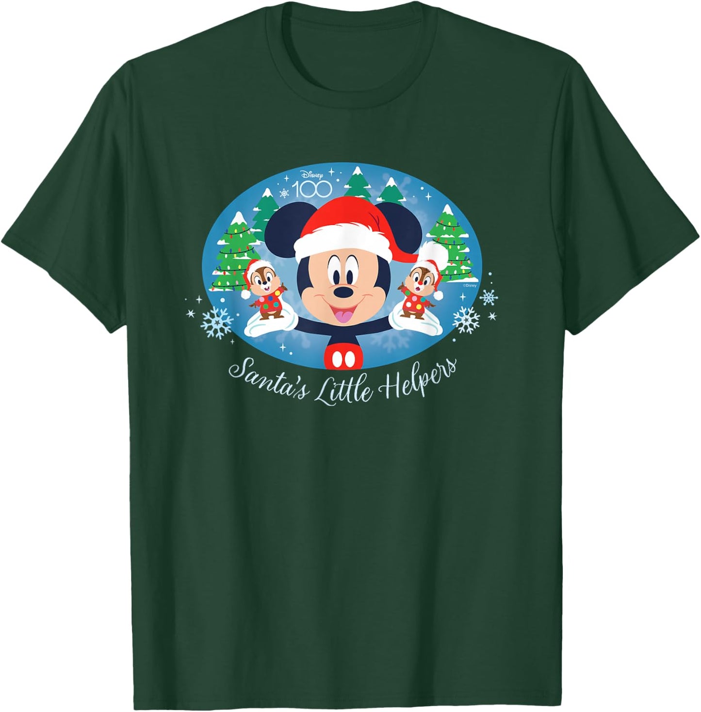 Disney 100 Mickey Chip Dale Santa’s Little Helpers Christmas T-Shirt - T-Shirt | Forest