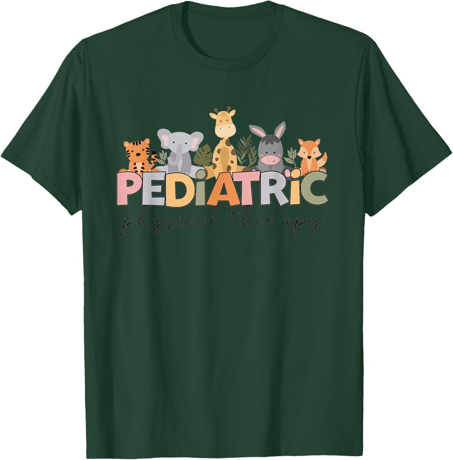 Pediatric Physical Therapy Therapist PT Crew Safari Animals T-Shirt - T-Shirt | Forest