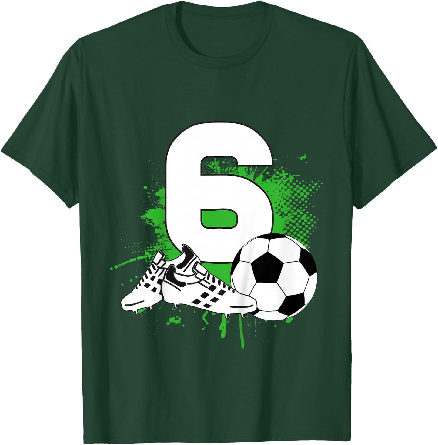 6th Birthday Boys 6 Years Soccer Football Player Birthday T-Shirt - T-Shirt | Forest