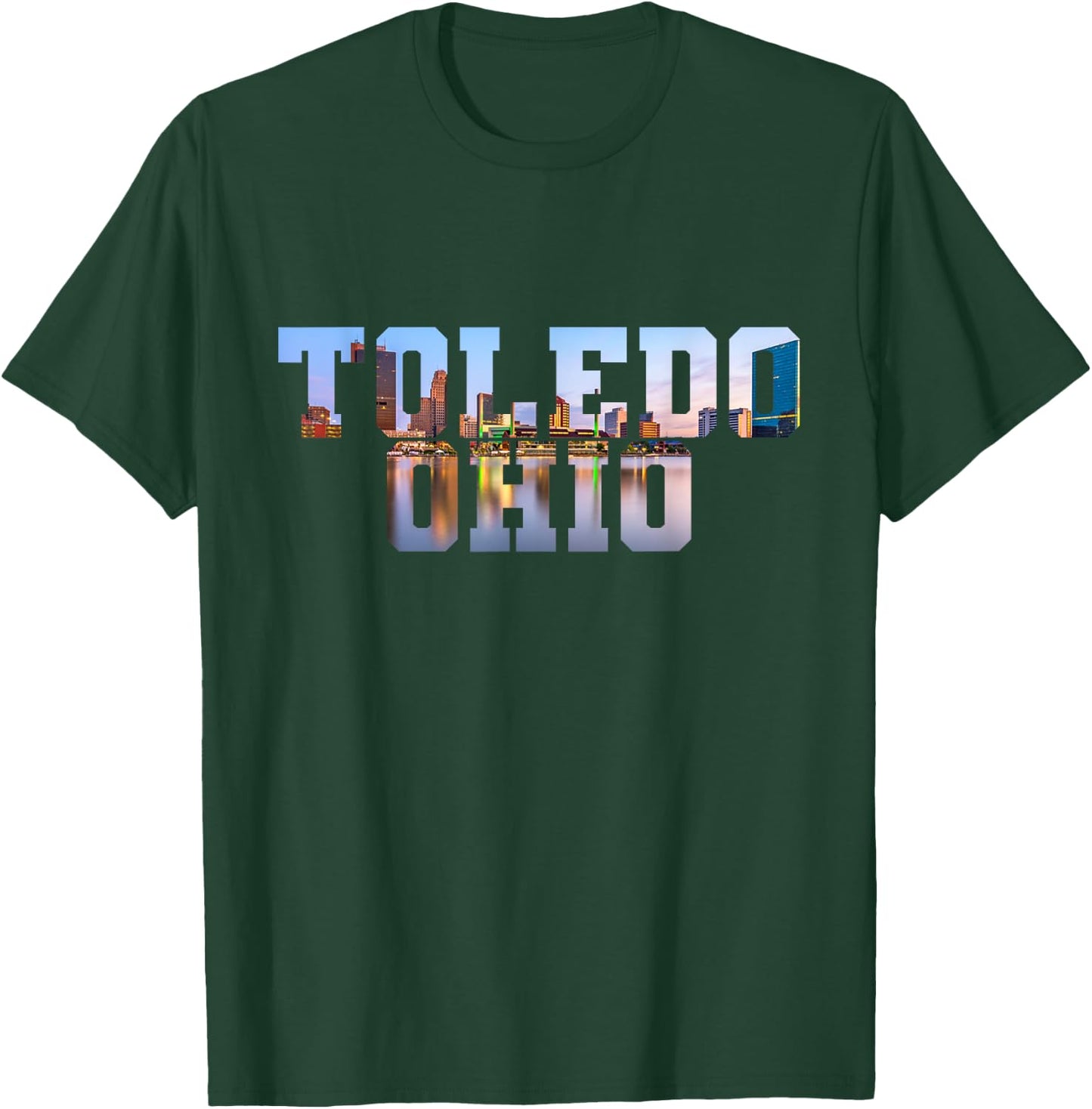 Toledo Maumee River Skyline Inside Toledo Ohio Block Letters T-Shirt - T-Shirt | Forest