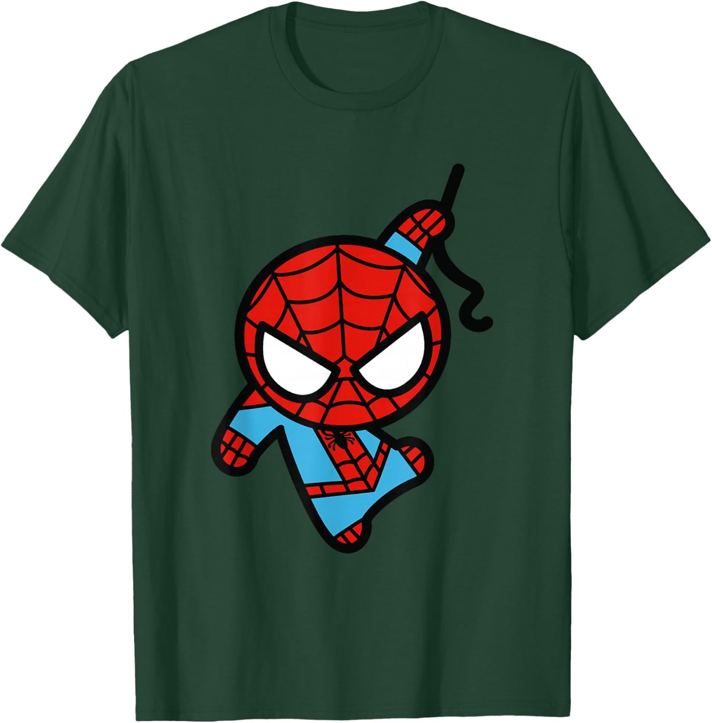 Marvel Kawaii Chibi Spider-Man Cute Swinging Action T-Shirt - T-Shirt | Forest