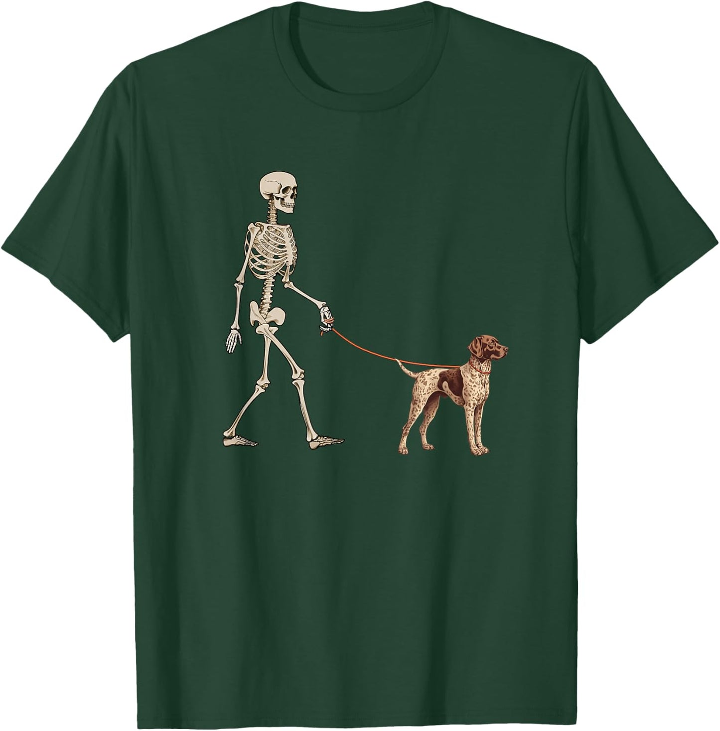Funny German Shorthaired Pointer Skeleton Walking Halloween T-Shirt - T-Shirt | Forest