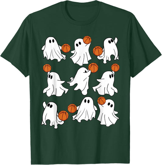 Boo Ghost Halloween Basketball Happy Halloween Basketball T-Shirt - T-Shirt | Forest