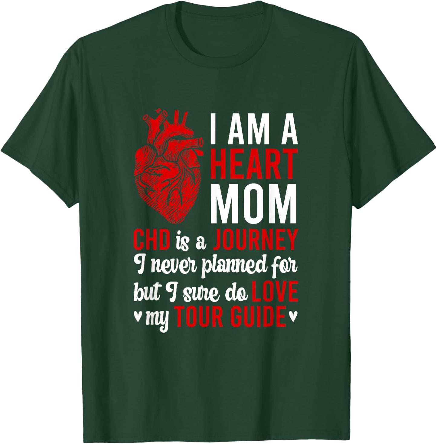 Heart Mom CHD Warrior Mother Congenital Heart Disease Mom T-Shirt - T-Shirt | Forest