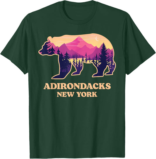 Adirondacks New York Ny Vintage Mountains Hiking Souvenirs T-Shirt - T-Shirt | Forest