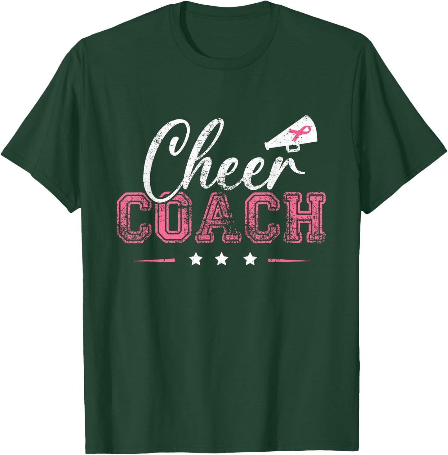Football Cheer Coach Pink Ribbon Breast Cancer Awareness T-Shirt - T-Shirt | Forest