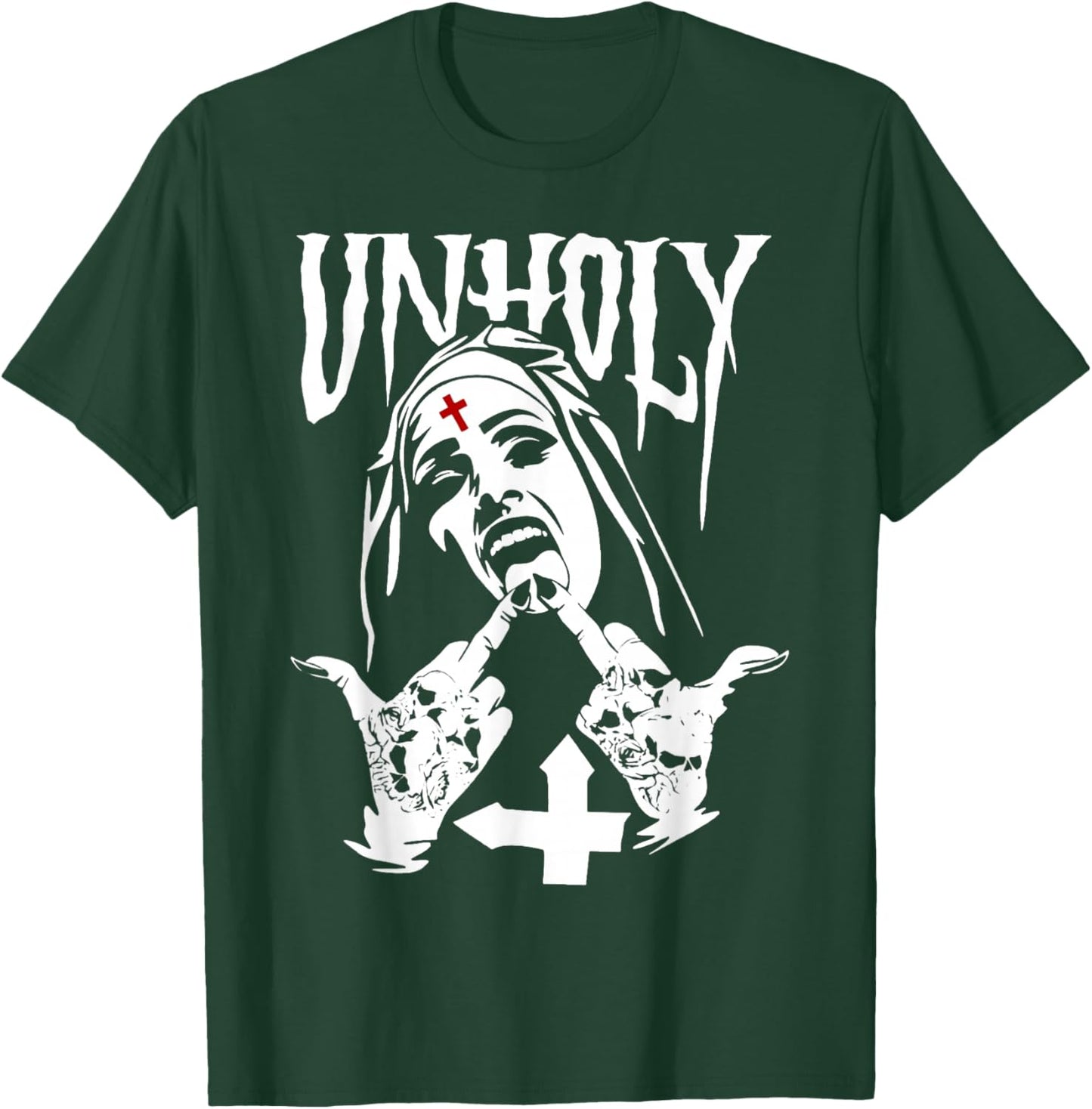 Satanic Nun Tattoos Unholy Satanism Gift T-Shirt - T-Shirt | Forest