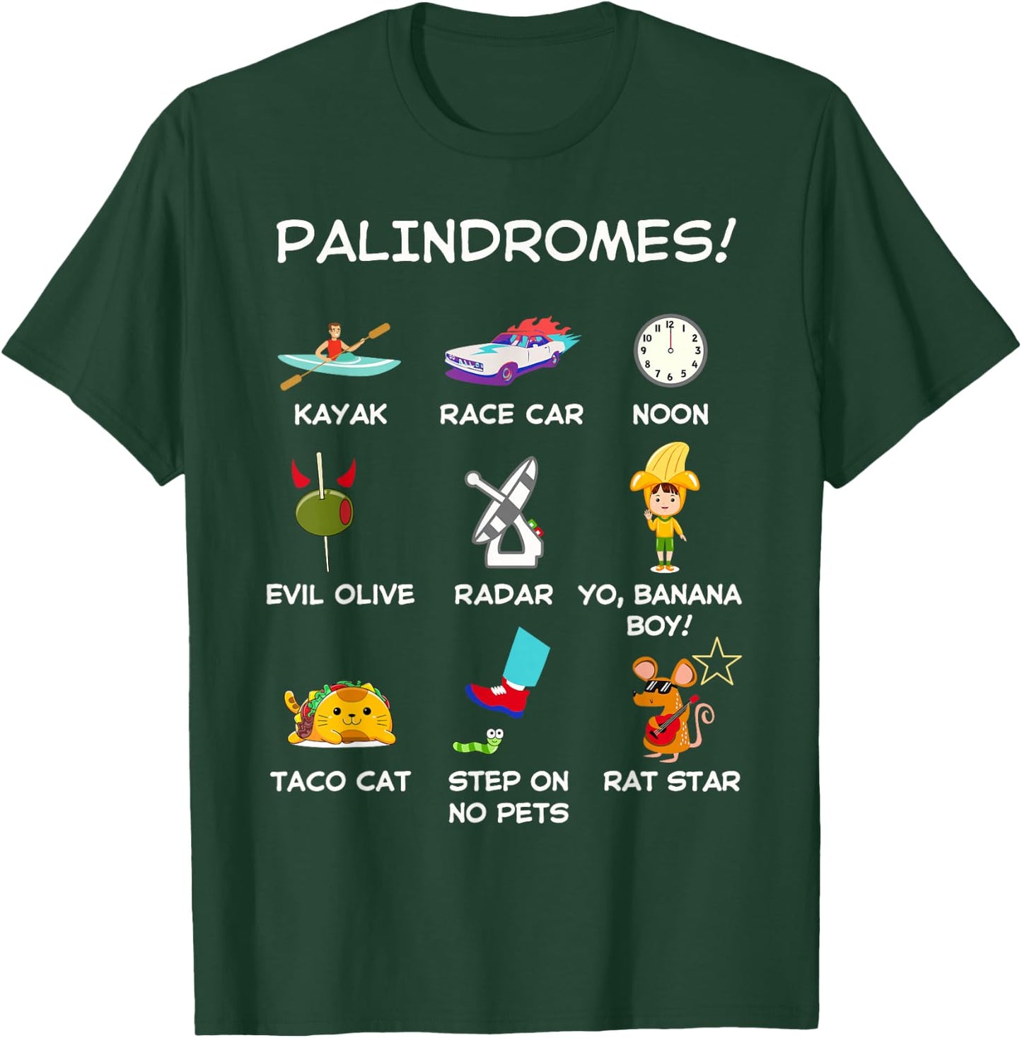 Funny Palindromes Set for Palindromists Word Play Games Pun T-Shirt - T-Shirt | Forest