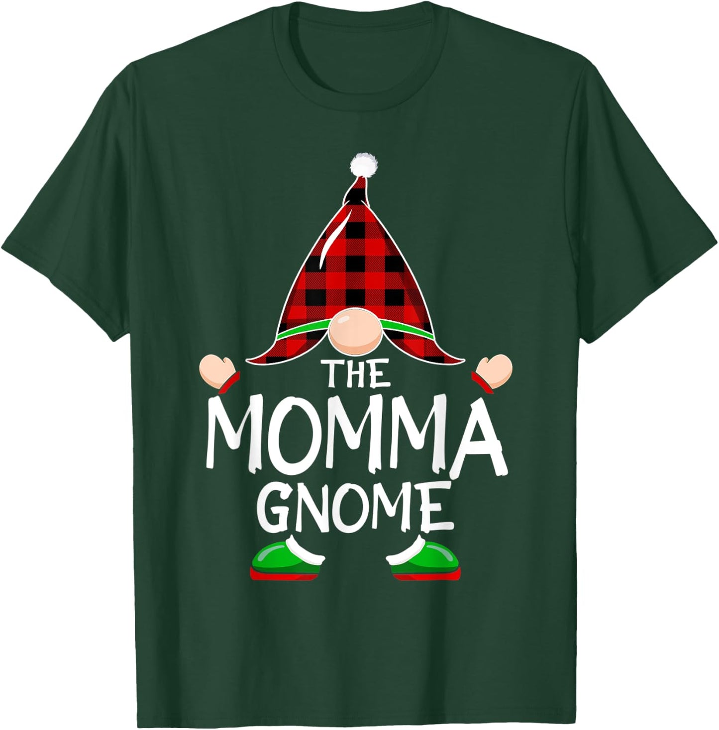 Gnomes Family Christmas Red plaid Pajama Shirt, MOMMA Gnome T-Shirt - T-Shirt | Forest