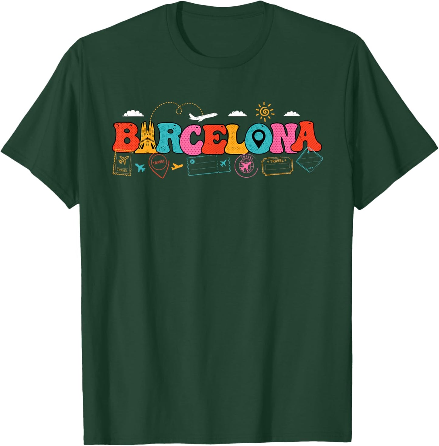 Barcelona Spain Europe Travel Spanish Pride Tourist Vacation T-Shirt - T-Shirt | Forest