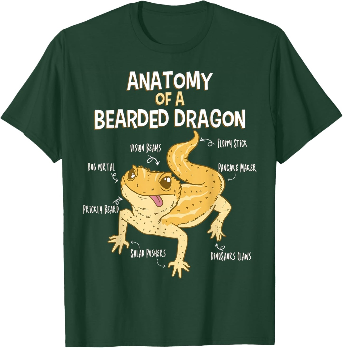 Anatomy Of A Bearded Dragon Lizard Funny Bearded Dragon T-Shirt - T-Shirt | Forest