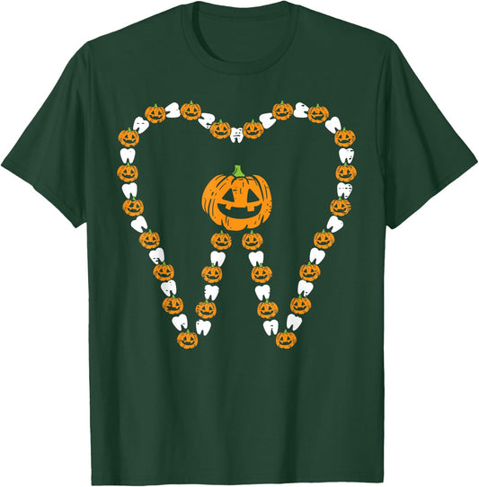 Pumpkin Tooth Halloween Teeth Dental Hygeine Costume Dentist T-Shirt - T-Shirt | Forest