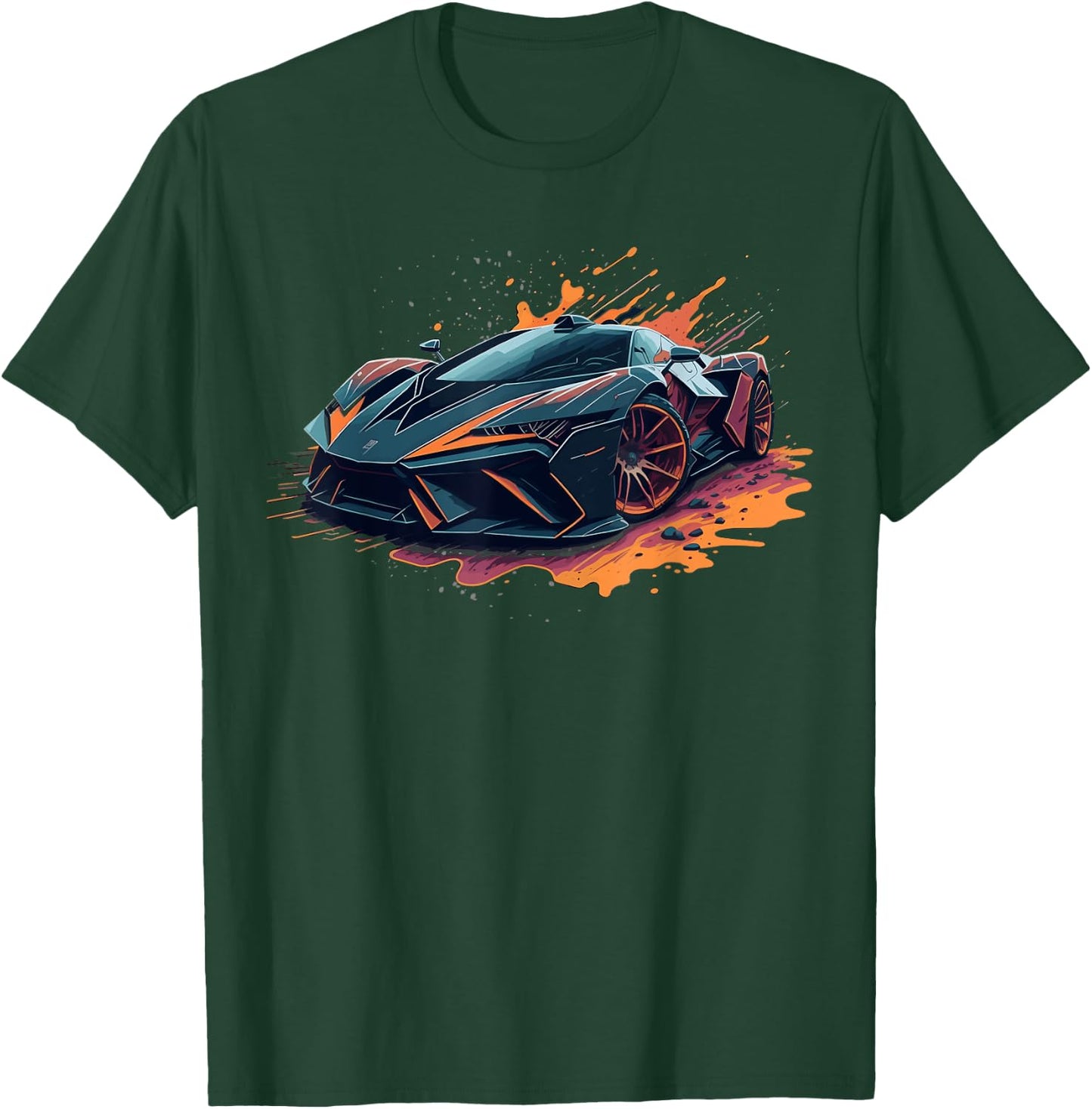 Supercar Exotic Sports Car Concept Poster Style Boys Graphic T-Shirt - T-Shirt | Forest