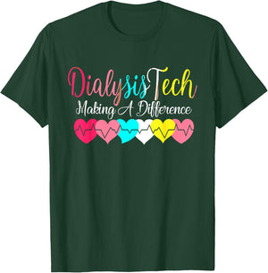 Dialysis Technician Nurse - Kidney Heartbeat Awareness T-Shirt - T-Shirt | Forest