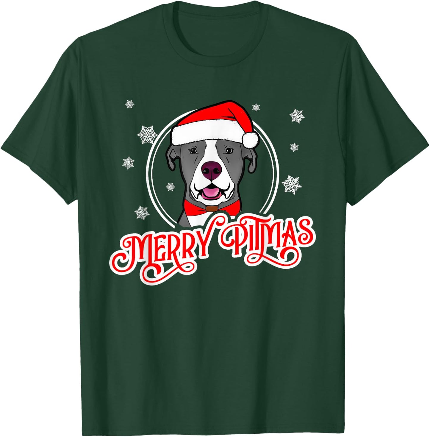 Pit Bull Christmas Merry Pitmas T-Shirt - T-Shirt | Forest