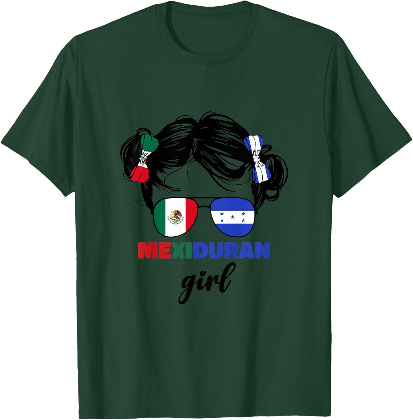 Half Mexican And Honduran Mexico Honduras Flag Girls Kids T-Shirt - T-Shirt | Forest