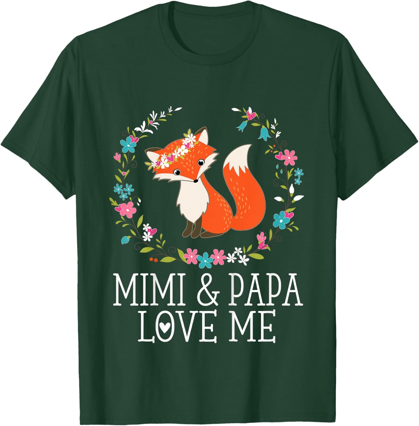 Mimi and Papa Love Me Granddaughter with Fox T-Shirt - T-Shirt | Forest