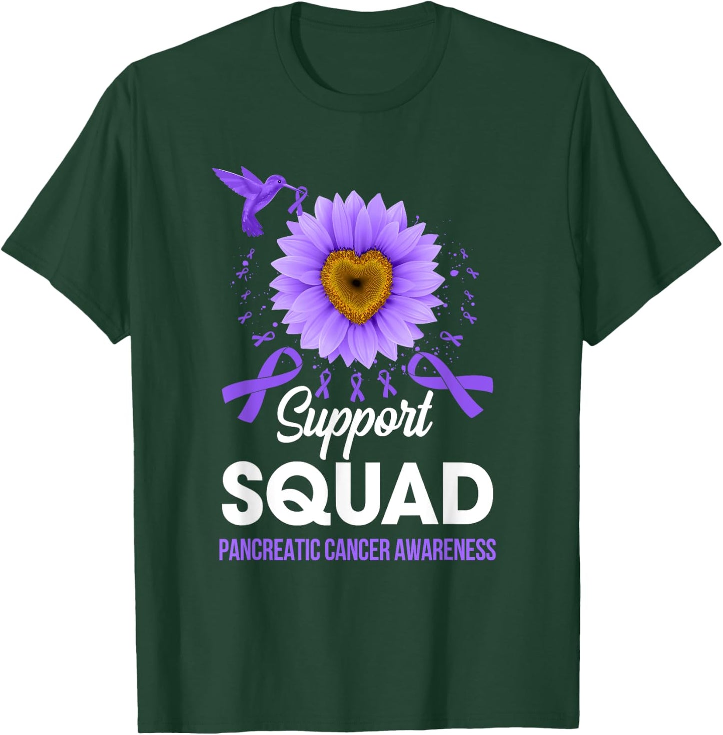 Support Squad Pancreatic Cancer Awareness Sunflower T-Shirt - T-Shirt | Forest