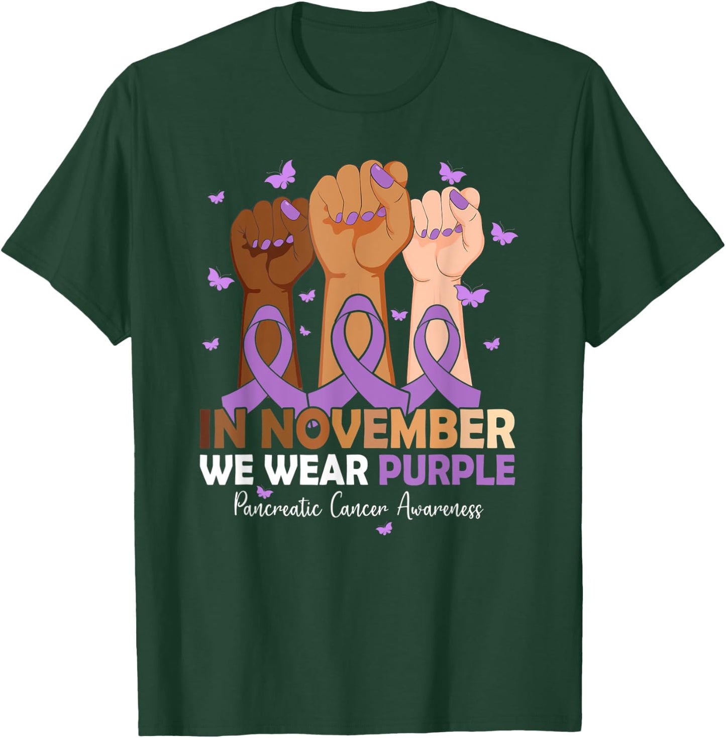 In November We Wear Purple Pancreatic Cancer Awareness T-Shirt - T-Shirt | Forest