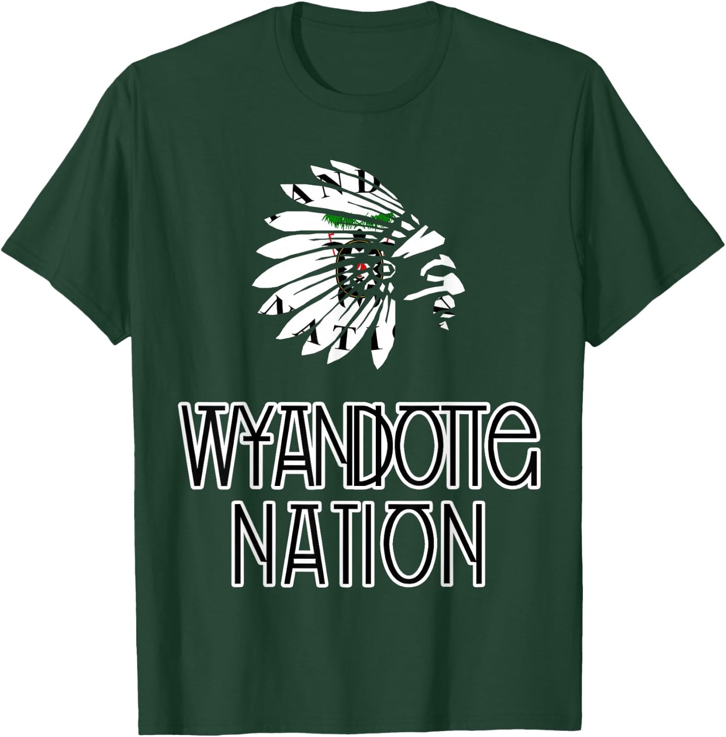 Wyandotte Tribal Nation Flag | Native Amerindian | Headdress T-Shirt - T-Shirt | Forest
