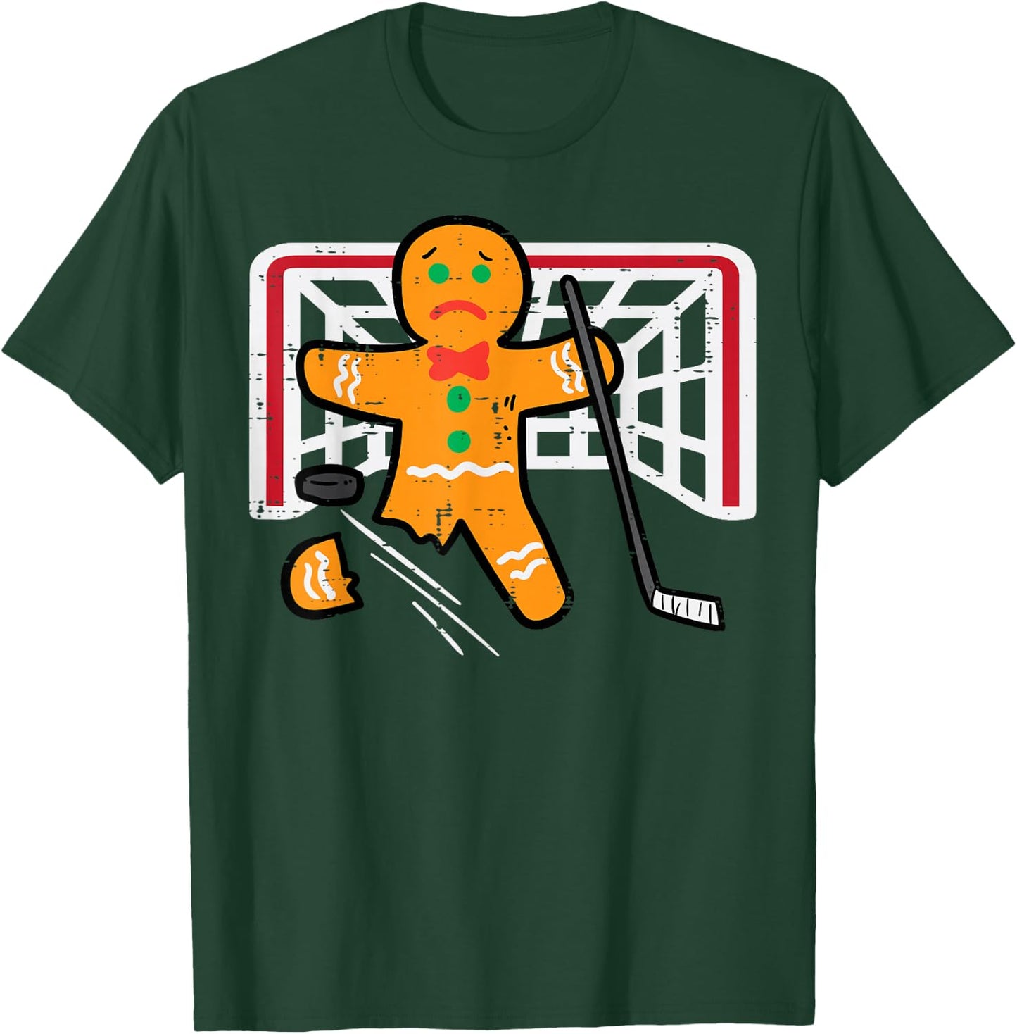 Christmas Gingerbread Man Ice Hockey Fun Xmas Men Boys Kids T-Shirt - T-Shirt | Forest