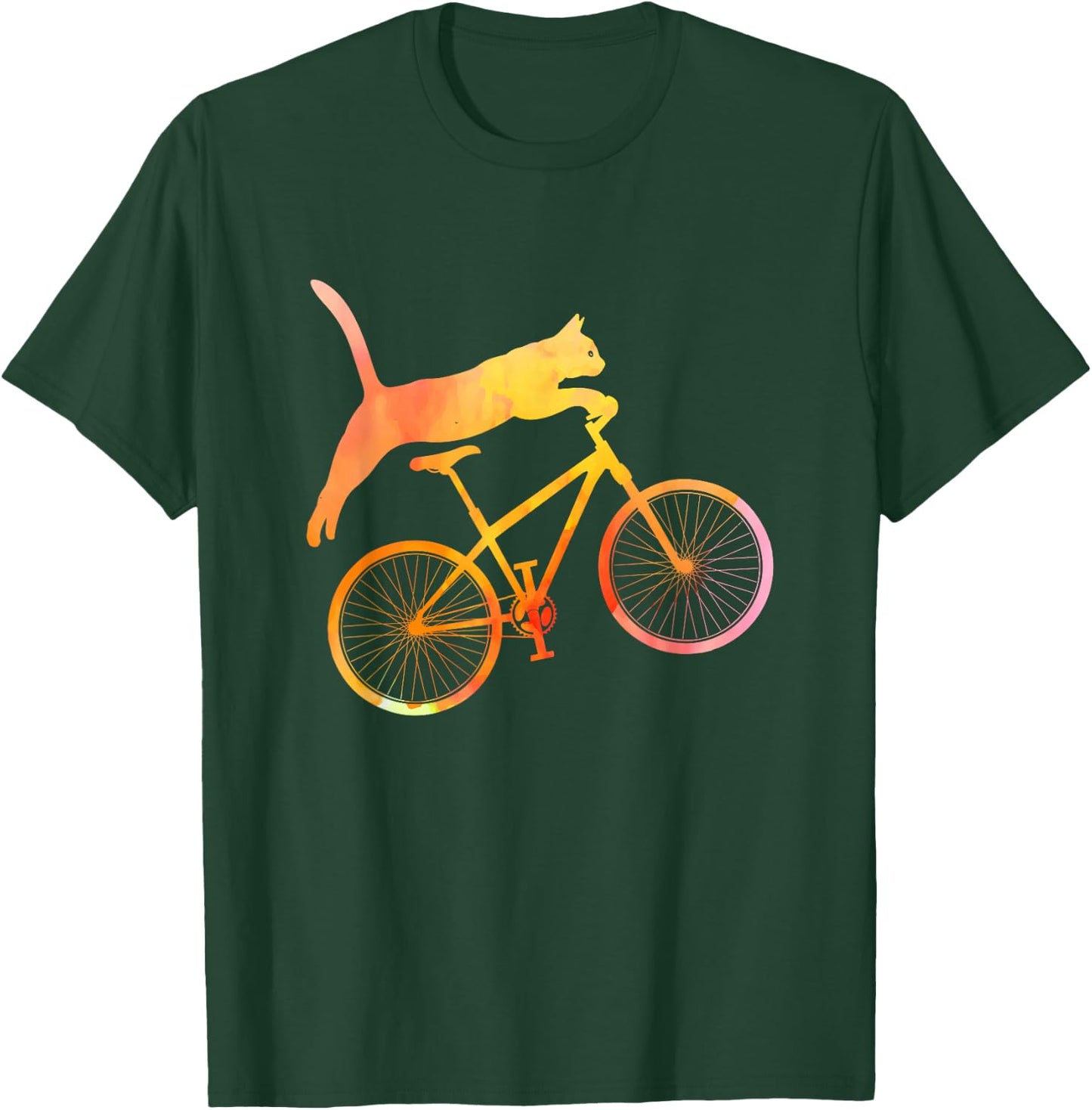 Cat Mountain Biking MTB Mountain Biker Mountainbike Cats T-Shirt - T-Shirt | Forest