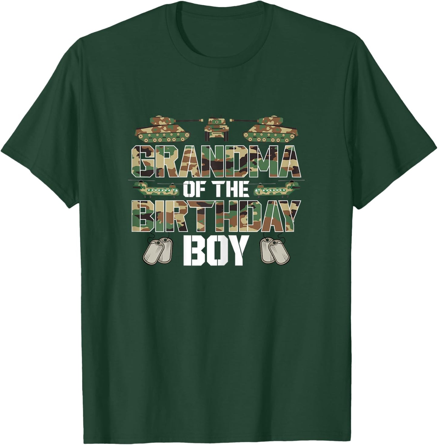 Grandma Of The Birthday Boy Military Matching Army Theme T-Shirt - T-Shirt | Forest
