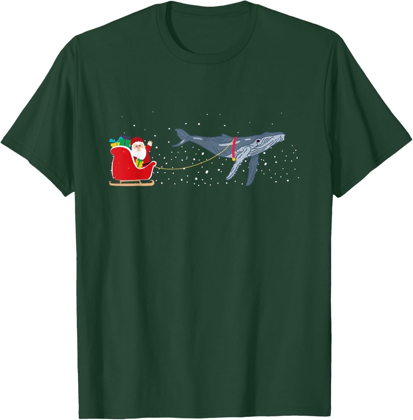 Blue Whale Santa Christmas Sleigh - Funny Blue Whale Xmas T-Shirt - T-Shirt | Forest