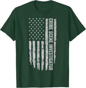 Crime Scene Investigator American Flag CSI Themed T-Shirt - T-Shirt | Forest