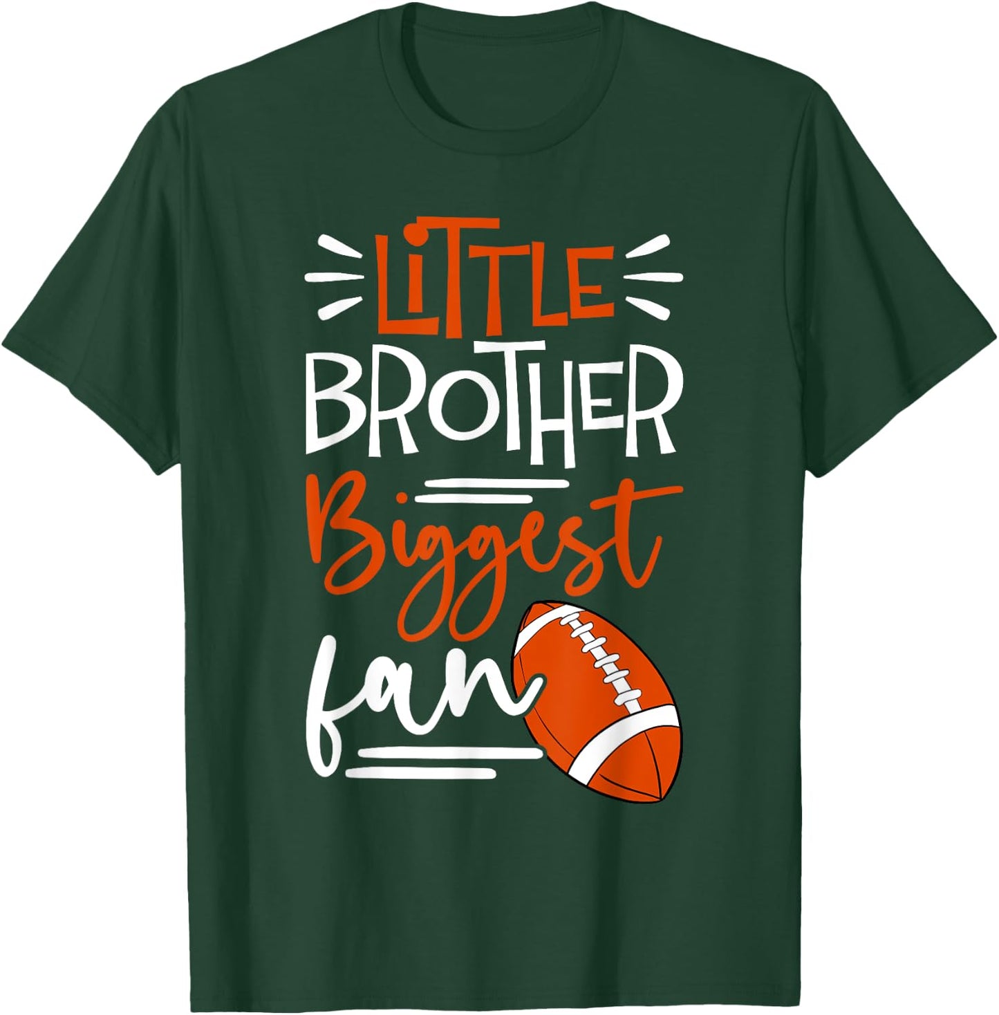 Little Brother Biggest Fan Football, Football Boys T-Shirt - T-Shirt | Forest