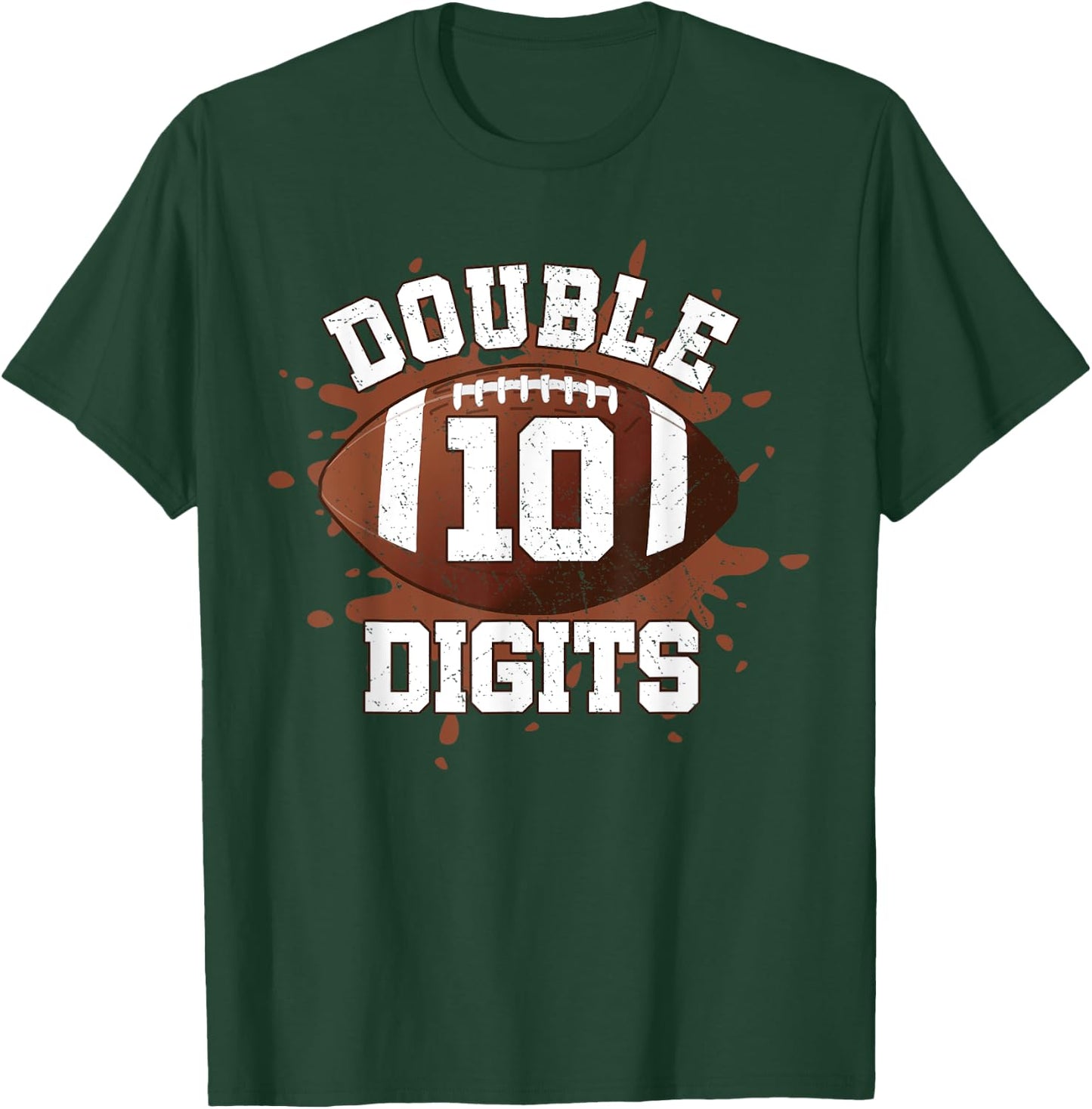 Double Digits Birthday Decorations Boy 10 Football 10th Bday T-Shirt - T-Shirt | Forest
