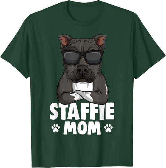 Staffordshire Bull Terrier Mom Staffie Dog Women Girls Kids T-Shirt - T-Shirt | Forest