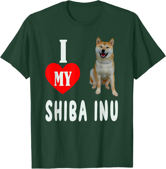 I LOVE MY SHEBA INU Dog Animal Pet Lover Apparel Men Women T-Shirt - T-Shirt | Forest