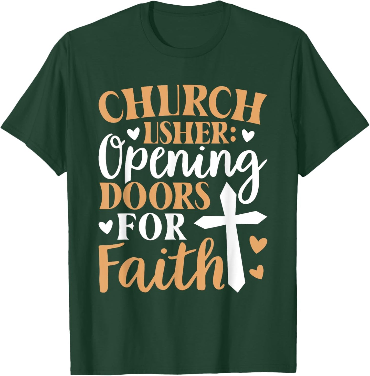 Church Usher Opening Doors For Faith Cross Catholicism T-Shirt - T-Shirt | Forest