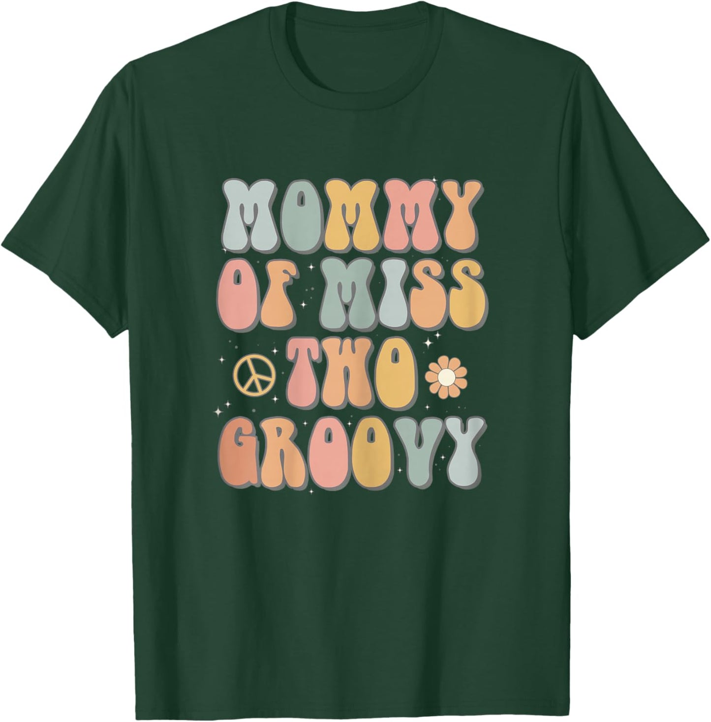 Mommy Mom Two Groovy Second Birthday Retro 2nd Bday Party T-Shirt - T-Shirt | Forest