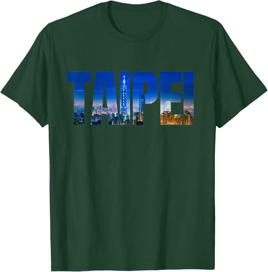 Taipei Taiwan Skyline Nightview Taipei 101 Elephant Mountain T-Shirt - T-Shirt | Forest