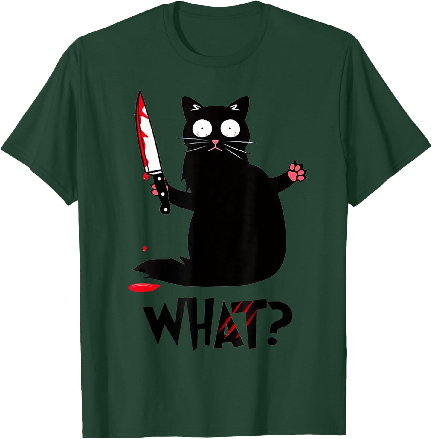 Funny Black Cat Murderous Knife T-Shirt - T-Shirt | Forest