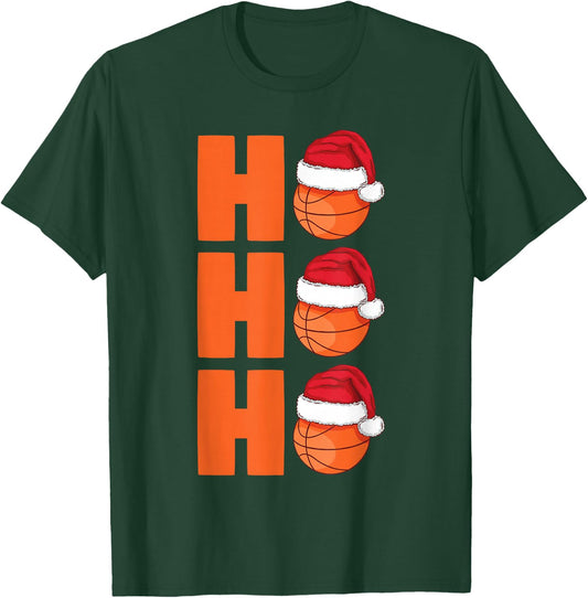 Xmas Santa Claus Basketball Christmas T-Shirt - T-Shirt | Forest