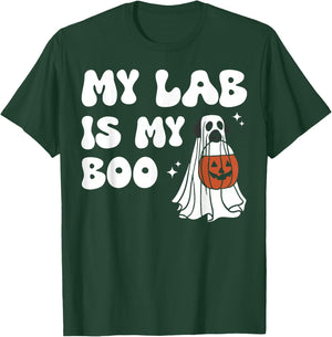 My Lab Is My Boo Dog Ghost Dog Halloween Retro Labrador Mama Men Women T-Shirt - T-Shirt | Forest